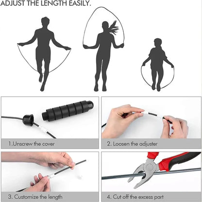Corde à Sauter Professionnelle en Acier avec Longueur Réglable